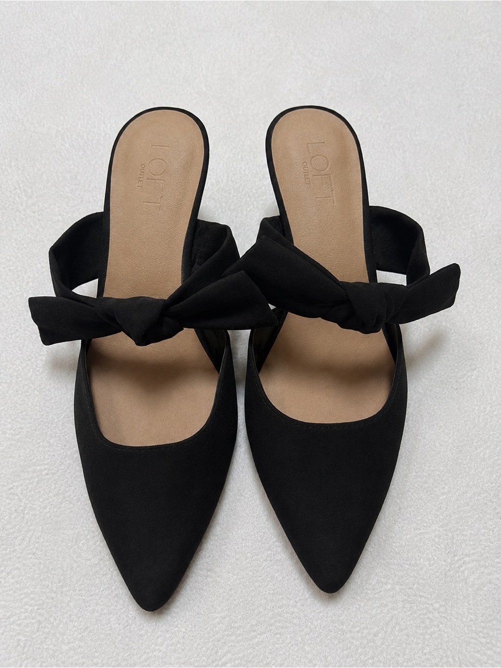 LOFT Outlet Black Bow Pointed Toe Slingback Flats Size 8